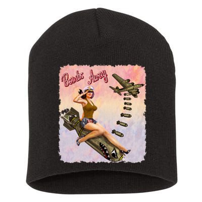 Retro Pin Up Girl Bombs Away Retro Short Acrylic Beanie