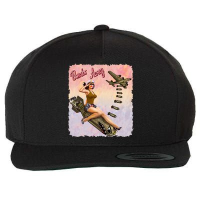 Retro Pin Up Girl Bombs Away Retro Wool Snapback Cap