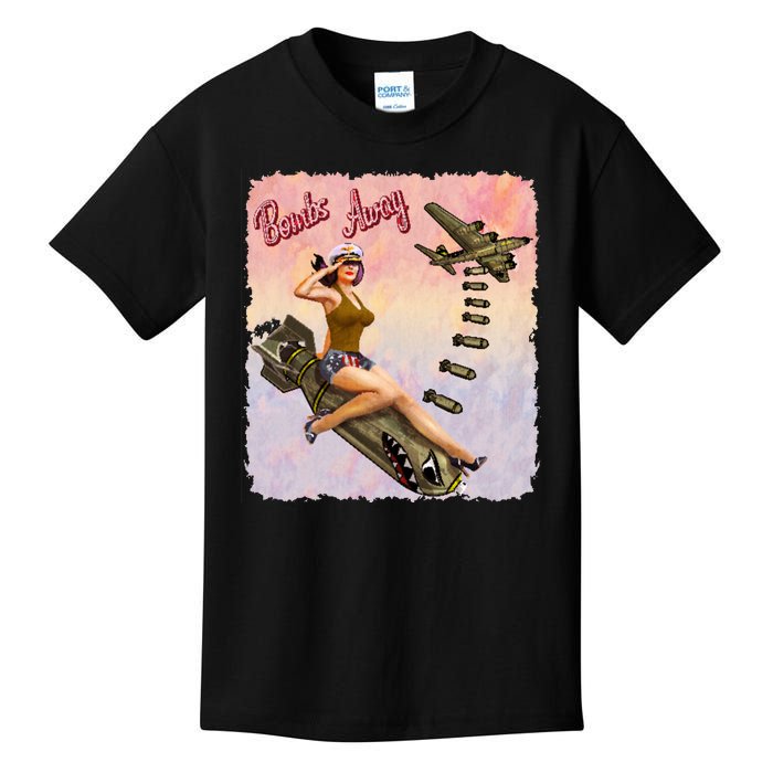 Retro Pin Up Girl Bombs Away Retro Kids T-Shirt