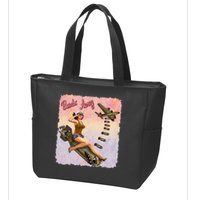Retro Pin Up Girl Bombs Away Retro Zip Tote Bag