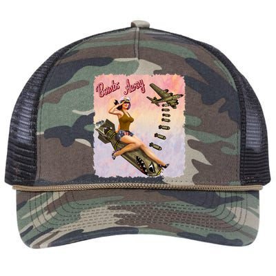 Retro Pin Up Girl Bombs Away Retro Retro Rope Trucker Hat Cap