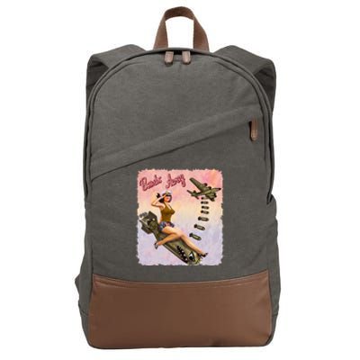 Retro Pin Up Girl Bombs Away Retro Cotton Canvas Backpack