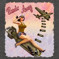 Retro Pin Up Girl Bombs Away Retro Vector Backpack