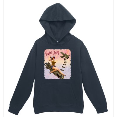 Retro Pin Up Girl Bombs Away Retro Urban Pullover Hoodie