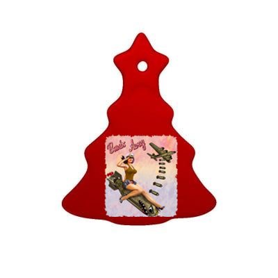 Retro Pin Up Girl Bombs Away Retro Ceramic Tree Ornament