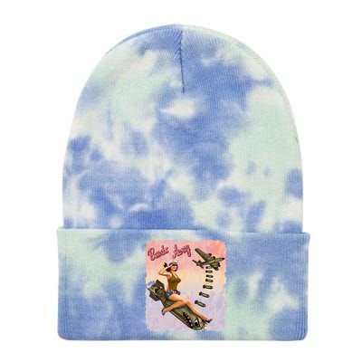 Retro Pin Up Girl Bombs Away Retro Tie Dye 12in Knit Beanie