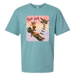 Retro Pin Up Girl Bombs Away Retro Sueded Cloud Jersey T-Shirt