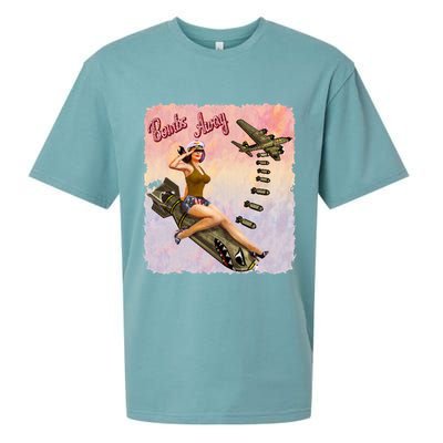 Retro Pin Up Girl Bombs Away Retro Sueded Cloud Jersey T-Shirt