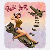 Retro Pin Up Girl Bombs Away Retro Garment-Dyed Sweatshirt