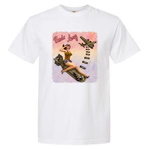 Retro Pin Up Girl Bombs Away Retro Garment-Dyed Heavyweight T-Shirt