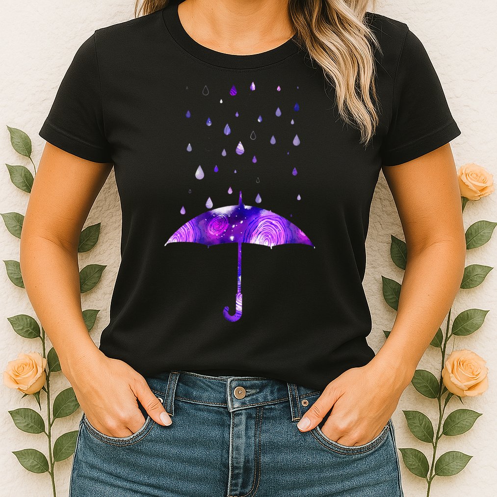 Rain Purple Umbrella For Violet Favorite Color Womens T-Shirt