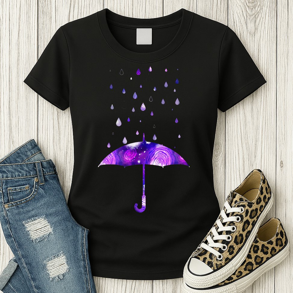 Rain Purple Umbrella For Violet Favorite Color Womens T-Shirt