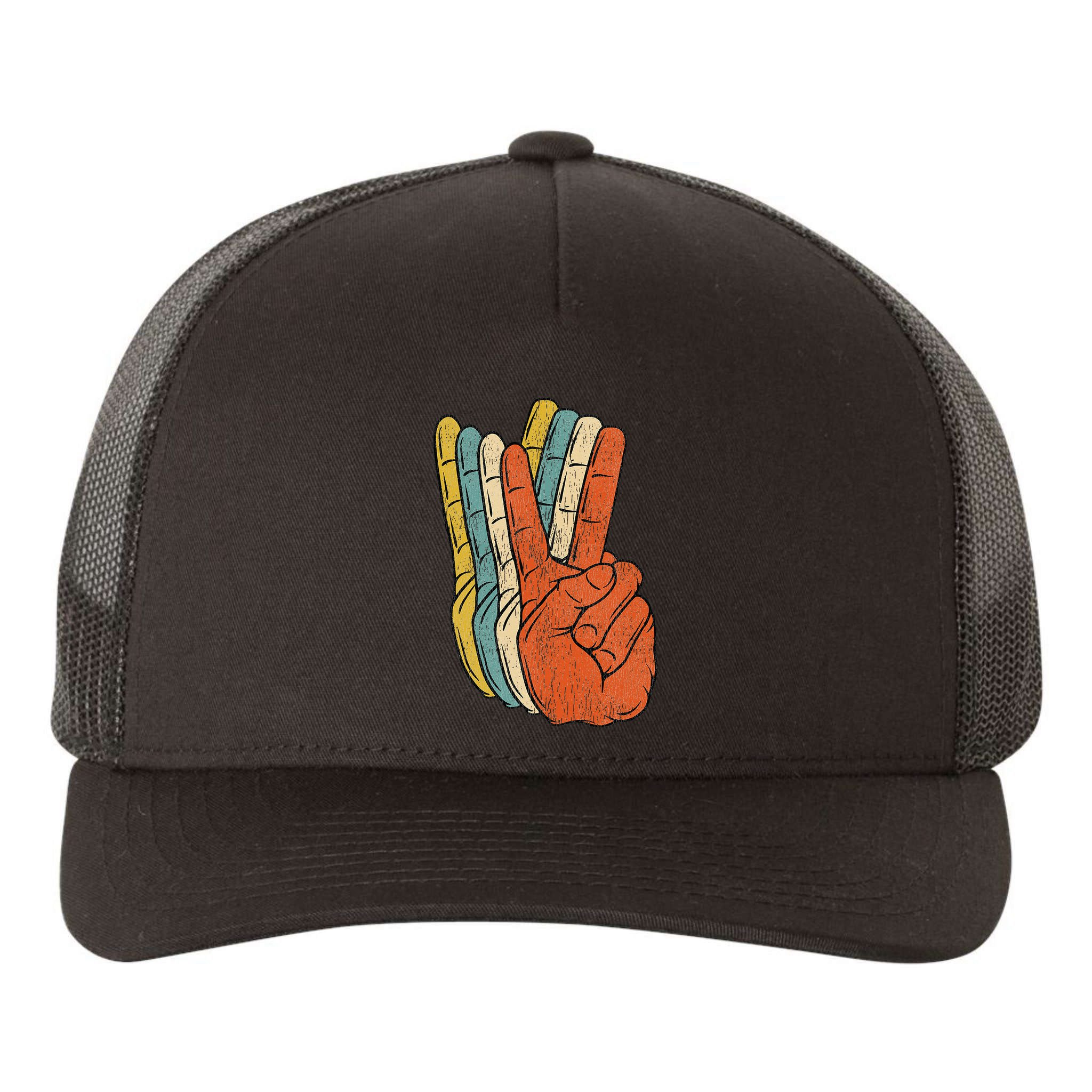 Retro Peace Vintage 60's 70's Hippie Gift Yupoong Adult 5-Panel Trucker Hat