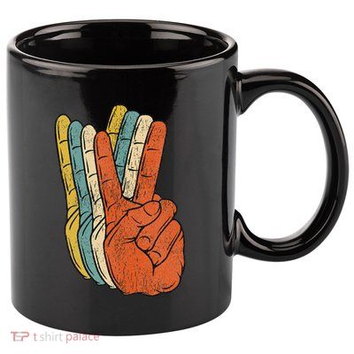 Retro Peace Vintage 60's 70's Hippie Gift 11oz C Handle Ceramic Mug