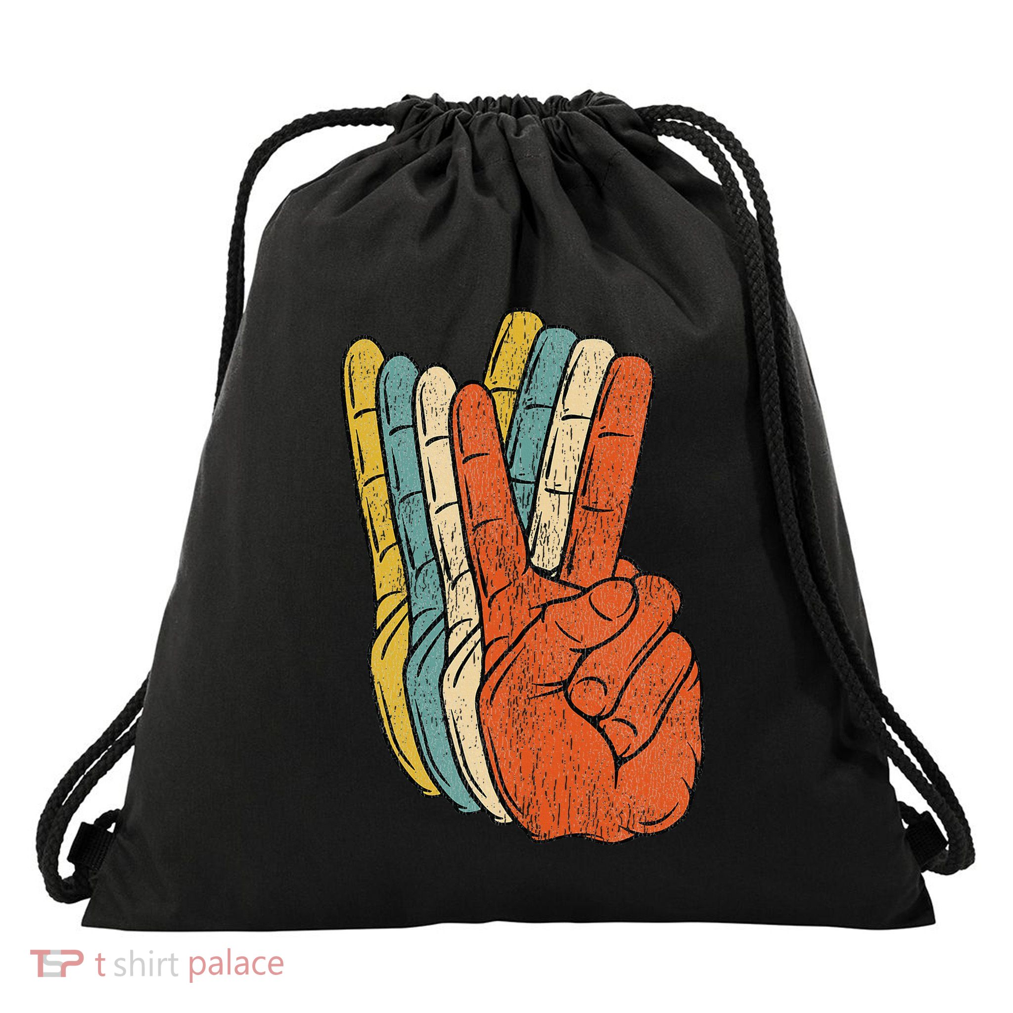 Retro Peace Vintage 60's 70's Hippie Gift Drawstring Bag