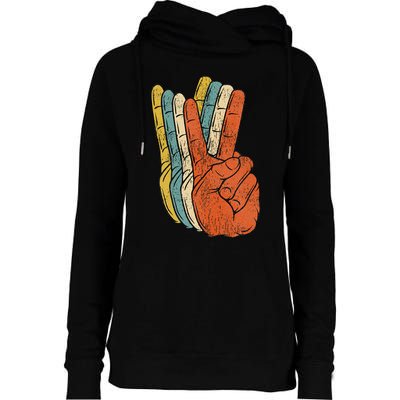 Retro Peace Vintage 60's 70's Hippie Gift Womens Funnel Neck Pullover Hood