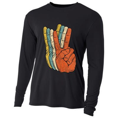 Retro Peace Vintage 60's 70's Hippie Gift Cooling Performance Long Sleeve Crew