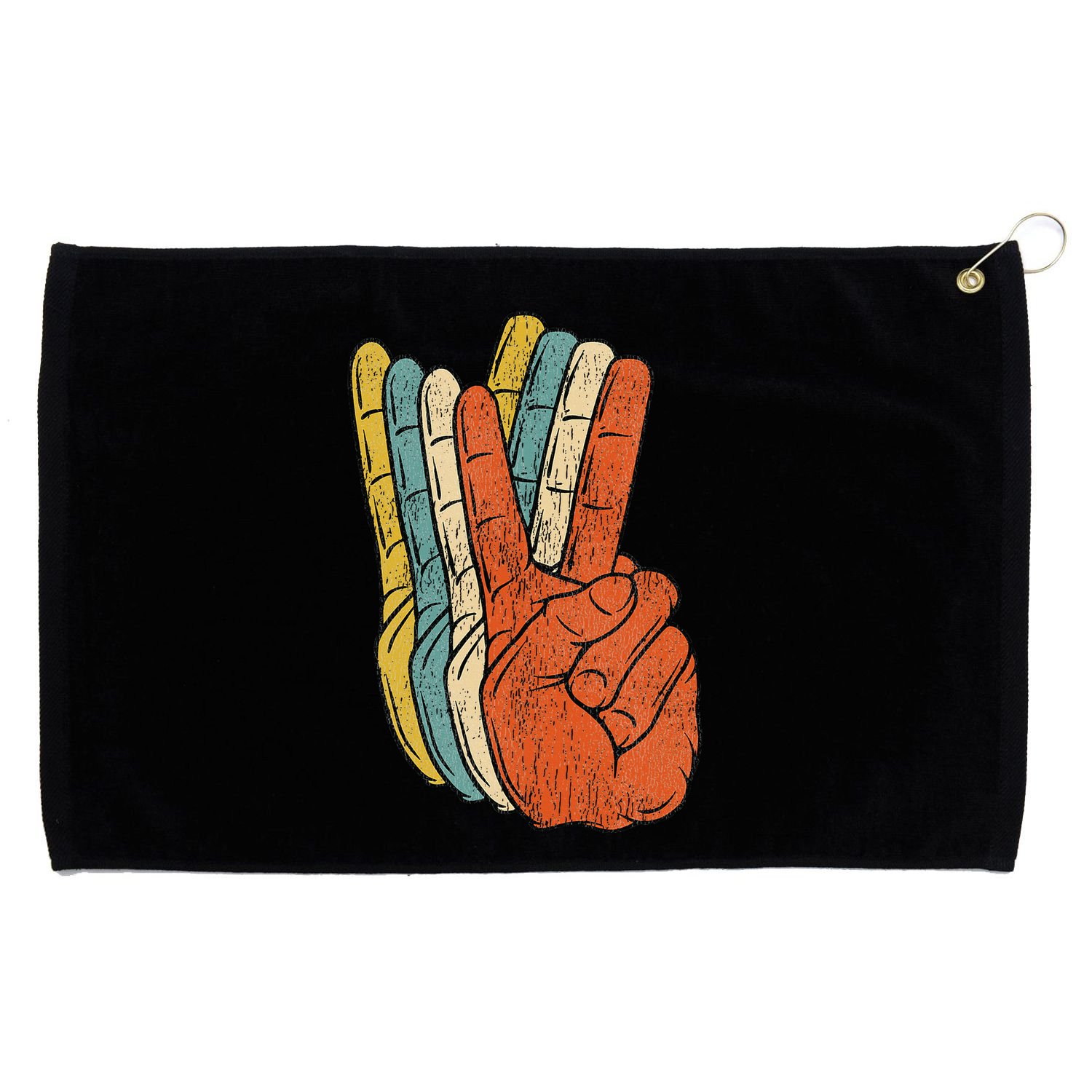 Retro Peace Vintage 60's 70's Hippie Gift Grommeted Golf Towel
