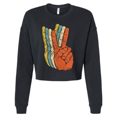 Retro Peace Vintage 60's 70's Hippie Gift Cropped Pullover Crew