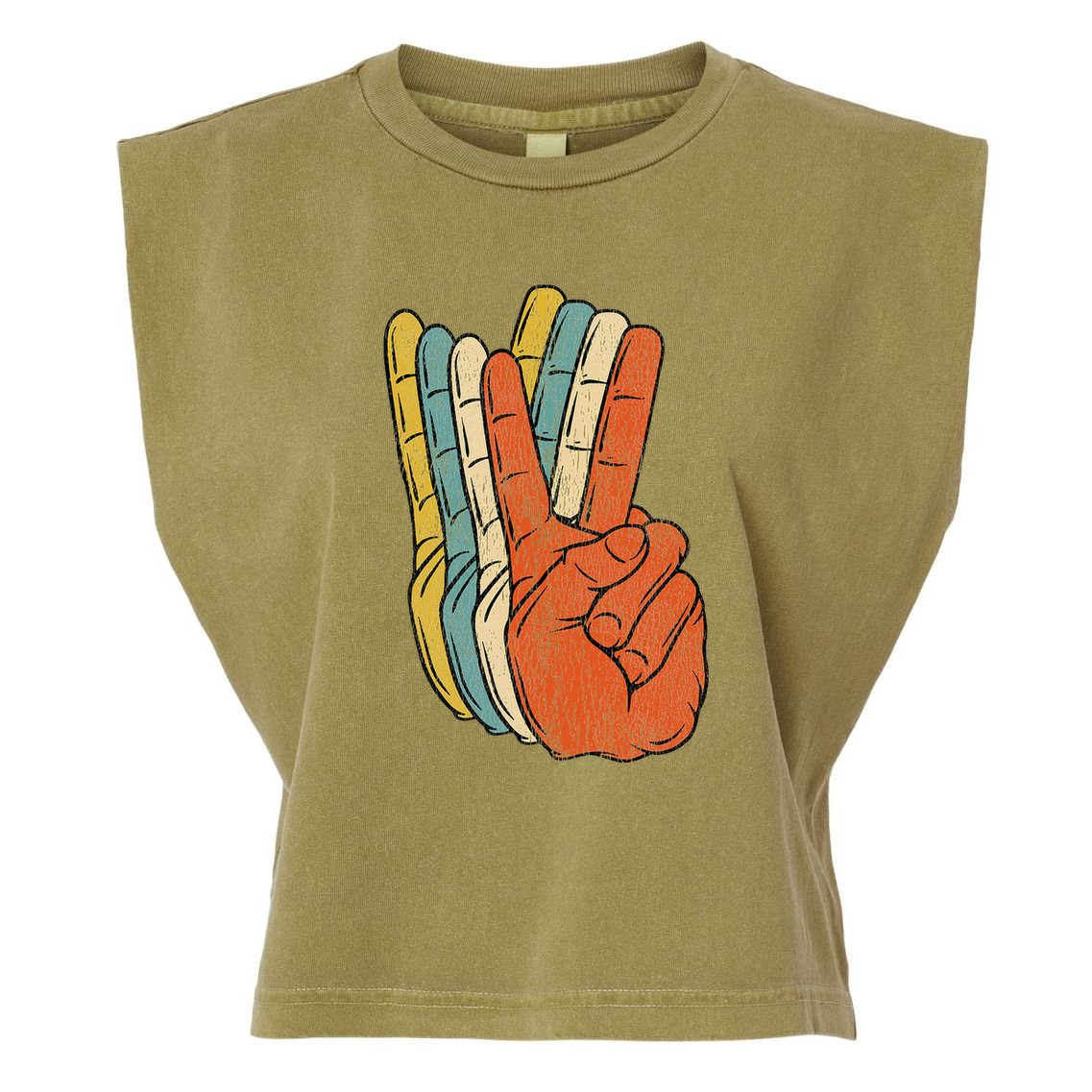 Retro Peace Vintage 60's 70's Hippie Gift Garment-Dyed Women's Muscle Tee