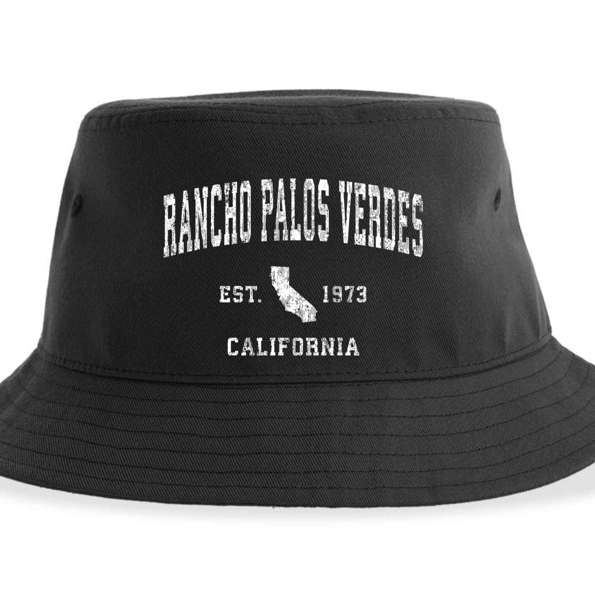 Rancho Palos Verdes California Ca Vintage Athletic Sports Sustainable Bucket Hat