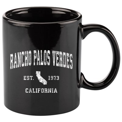 Rancho Palos Verdes California Ca Vintage Athletic Sports 11oz C Handle Ceramic Mug