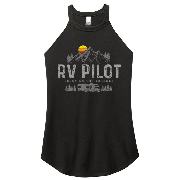 Rv Pilot Vintage Mountains Camping Road Trip Camper Gift Women's Perfect Tri Rocker Tank