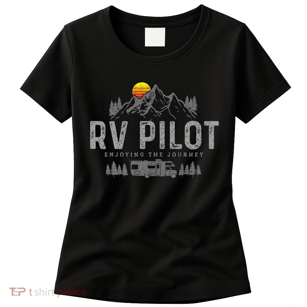Rv Pilot Vintage Mountains Camping Road Trip Camper Gift Womens T-Shirt