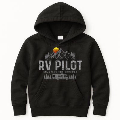 Rv Pilot Vintage Mountains Camping Road Trip Camper Gift Kids Hoodie
