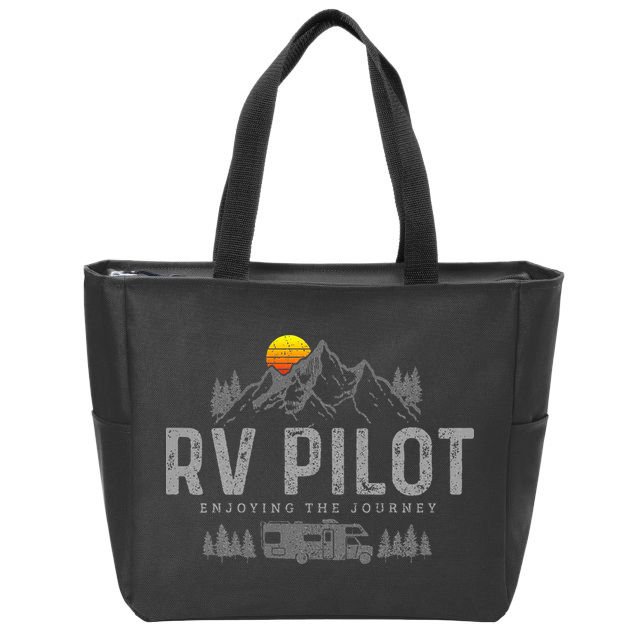 Rv Pilot Vintage Mountains Camping Road Trip Camper Gift Zip Tote Bag