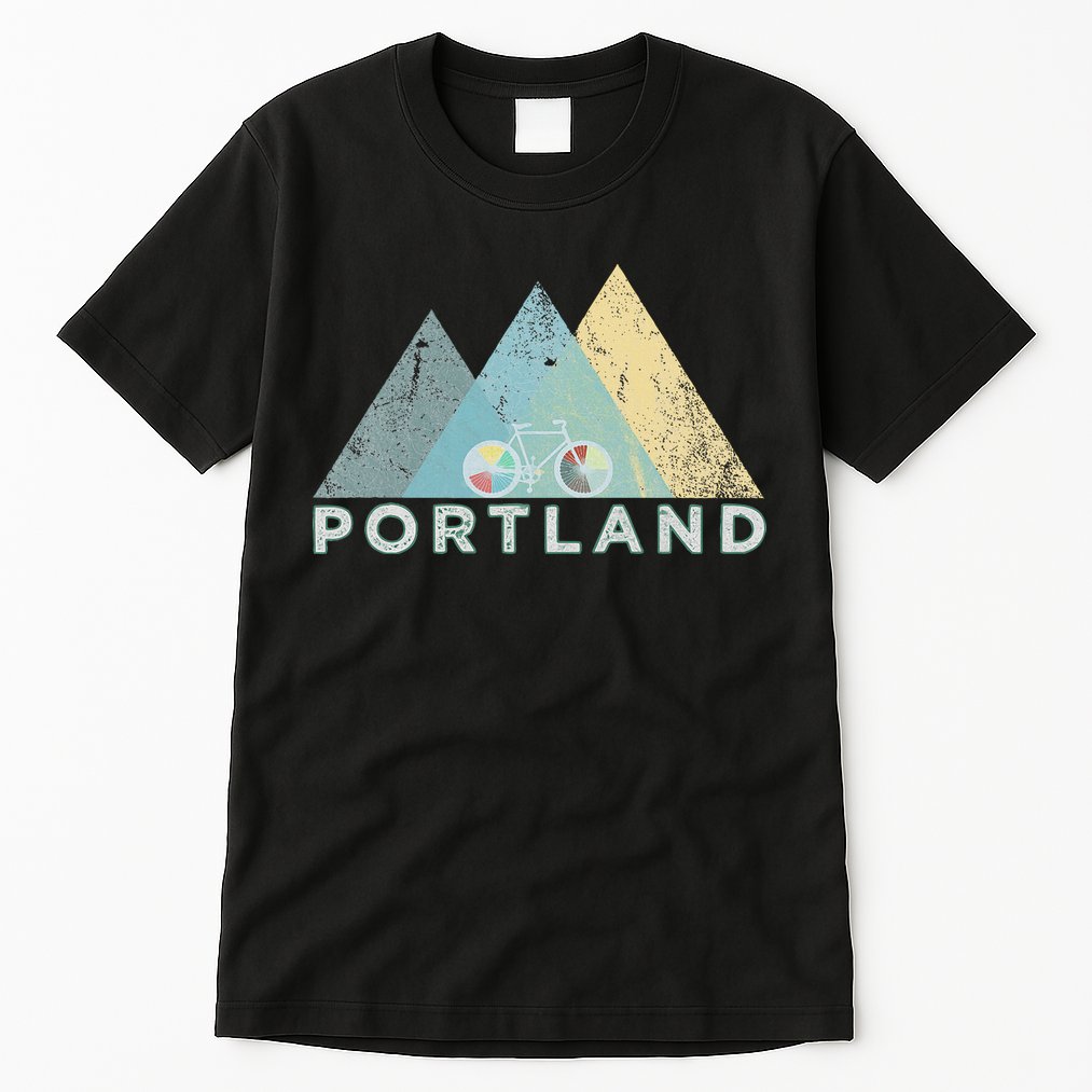 Retro Portland Vintage Bicycle Oregon Tall T-Shirt
