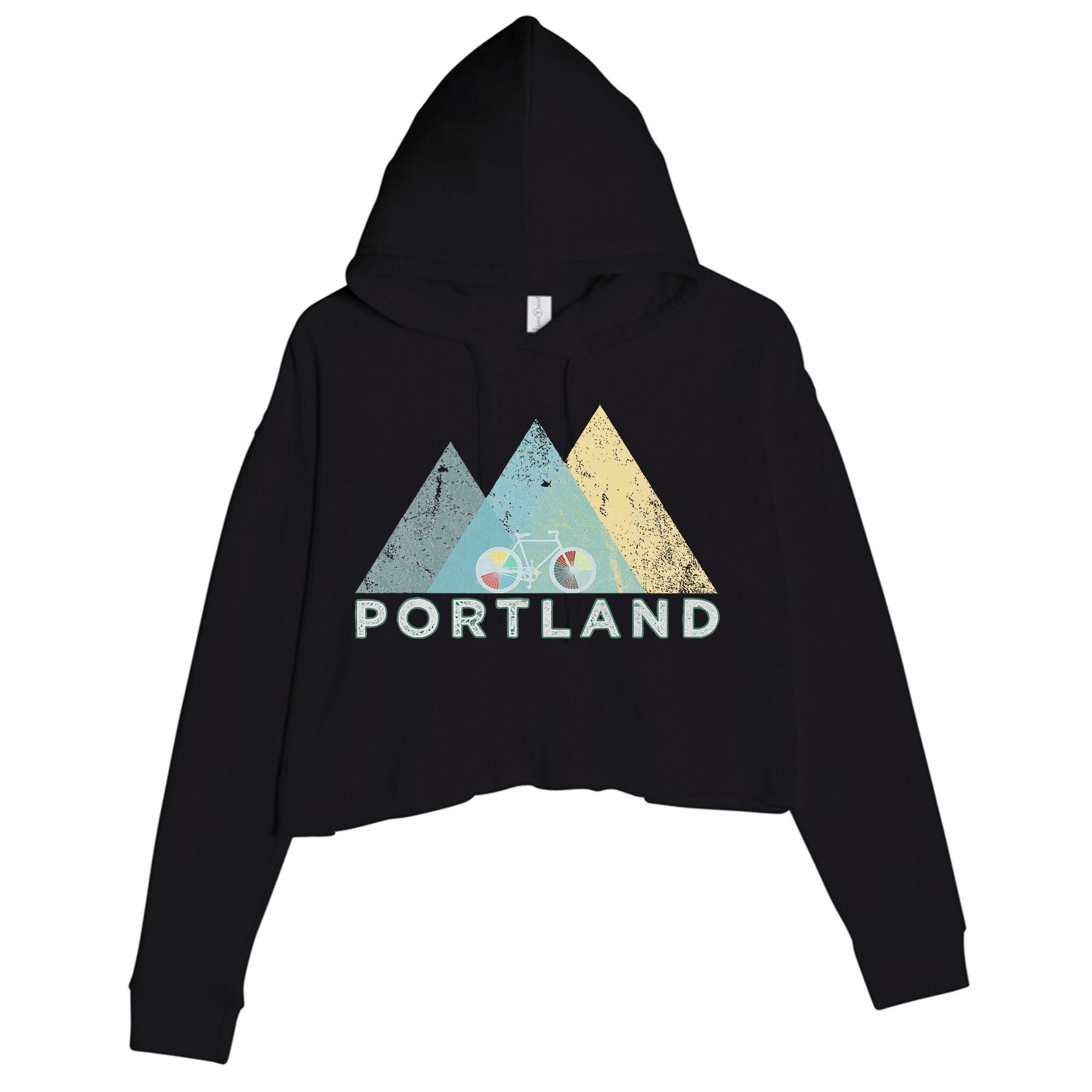 Retro Portland Vintage Bicycle Oregon Crop Fleece Hoodie