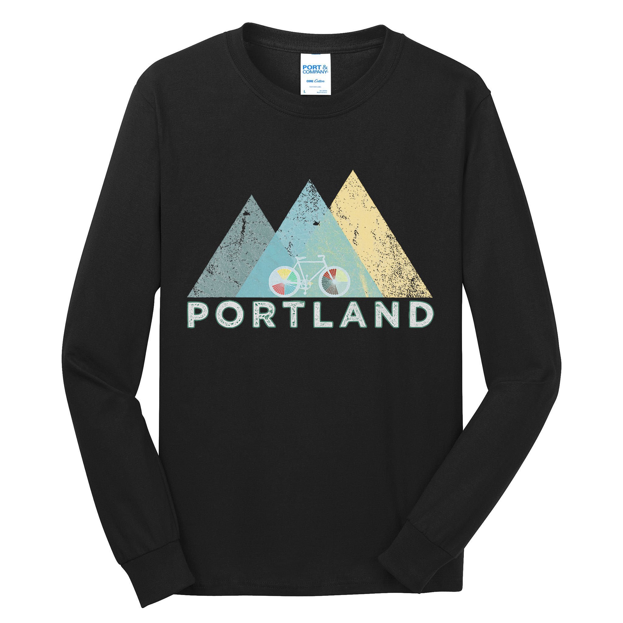 Retro Portland Vintage Bicycle Oregon Tall Long Sleeve T-Shirt
