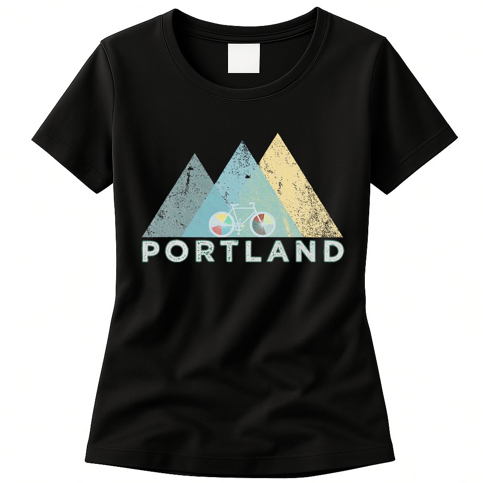 Retro Portland Vintage Bicycle Oregon Womens T-Shirt
