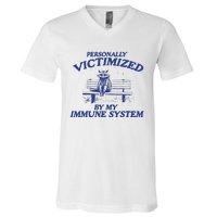 Raccoon Personally Victimized By My Immune System V-Neck T-Shirt