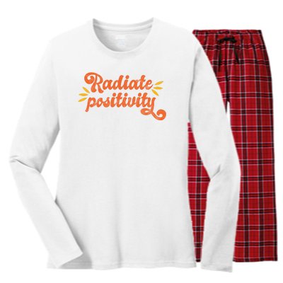 Radiate Positivity Vintage Women's Long Sleeve Flannel Pajama Set 