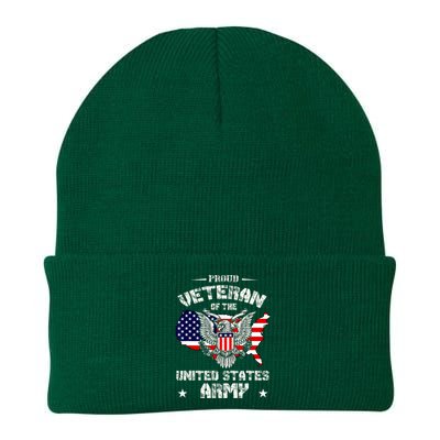 Retro Proud Veteran Of The United States Army Pride Us Flag Knit Cap Winter Beanie