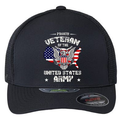 Retro Proud Veteran Of The United States Army Pride Us Flag Flexfit Unipanel Trucker Cap