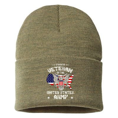 Retro Proud Veteran Of The United States Army Pride Us Flag Sustainable Knit Beanie