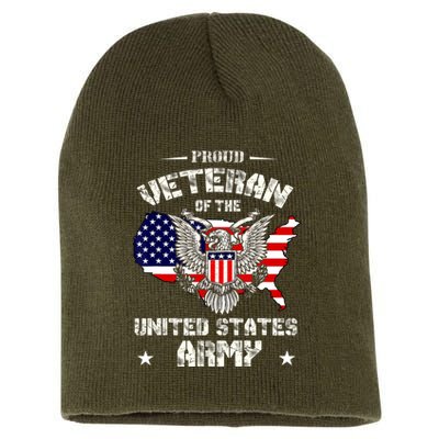 Retro Proud Veteran Of The United States Army Pride Us Flag Short Acrylic Beanie