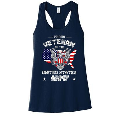 Retro Proud Veteran Of The United States Army Pride Us Flag Women's Racerback Tank