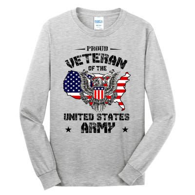 Retro Proud Veteran Of The United States Army Pride Us Flag Tall Long Sleeve T-Shirt