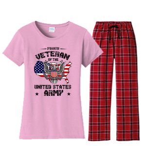 Retro Proud Veteran Of The United States Army Pride Us Flag Women's Flannel Pajama Set