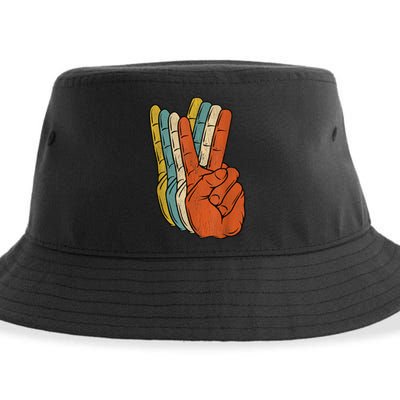 Retro Peace Vintage 60's 70's Hippie Gift Sustainable Bucket Hat