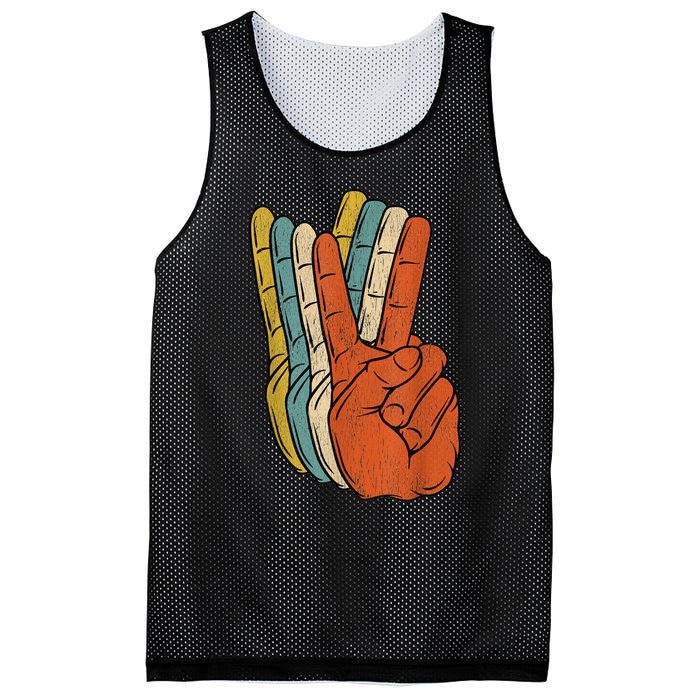 Retro Peace Vintage 60's 70's Hippie Gift Mesh Reversible Basketball Jersey Tank