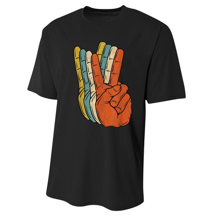 Retro Peace Vintage 60's 70's Hippie Gift Performance Sprint T-Shirt