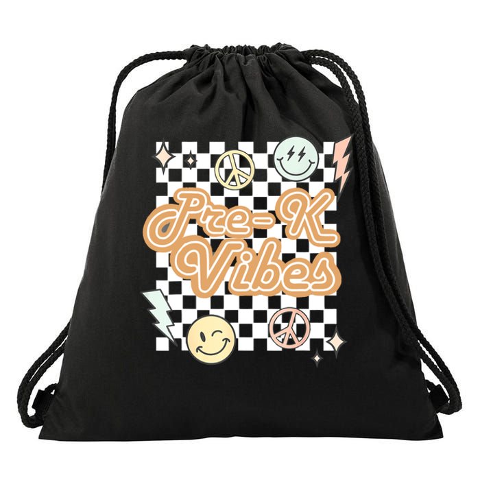 Retro Prek Vibes Teacher Back To School Preschool Drawstring Bag