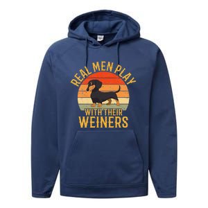 Real Play With Their Weiners Funny Dachshund Dog Performance Fleece Hoodie