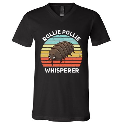 Rollie Pollie Whisperer Funny Isopod Kawaii Rollie Pollie V-Neck T-Shirt