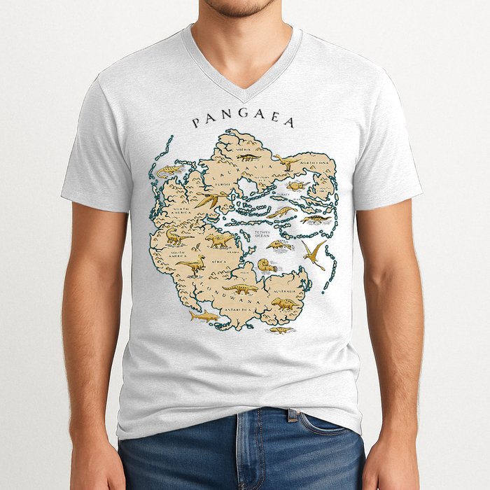 Reunite Pangaea World Map History Geology Earth Geologist V-Neck T-Shirt